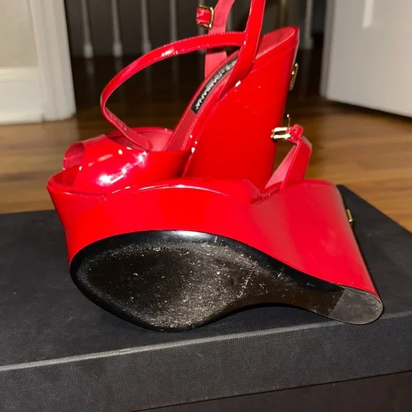 Dolce & Gabbana Vibrant Red Platform Heels - Picture 5 of 5
